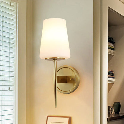 Élise Tapered Opal Glass Brass Wall Lamp Sconce