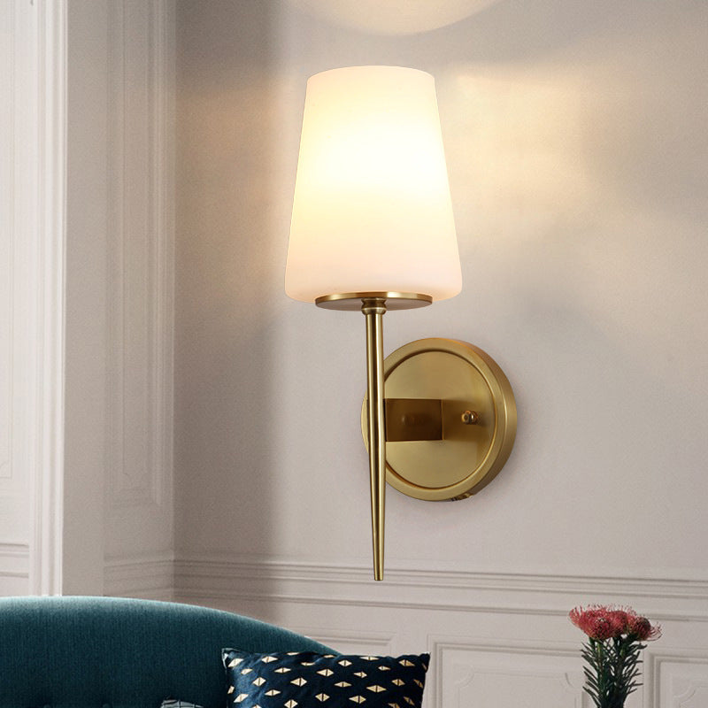 Élise Tapered Opal Glass Brass Wall Lamp Sconce