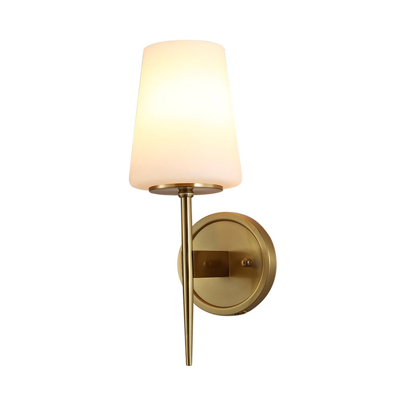 Élise Tapered Opal Glass Brass Wall Lamp Sconce