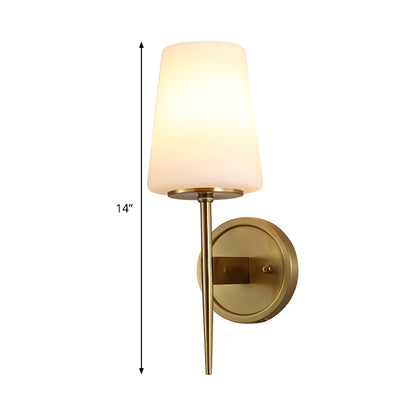Élise Tapered Opal Glass Brass Wall Lamp Sconce