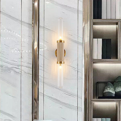 Clémence Contemporary 2-Head Tubular Wall Sconce Gold