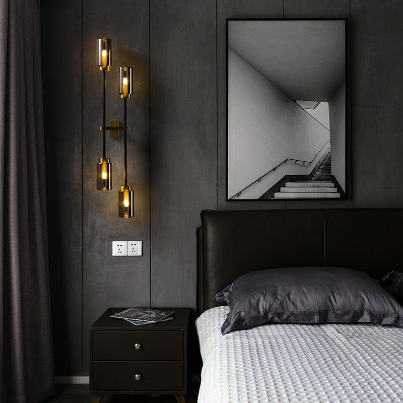Mathilde Modernist Cylinder Sconce Light Glass Four Head LED Wall Lamp