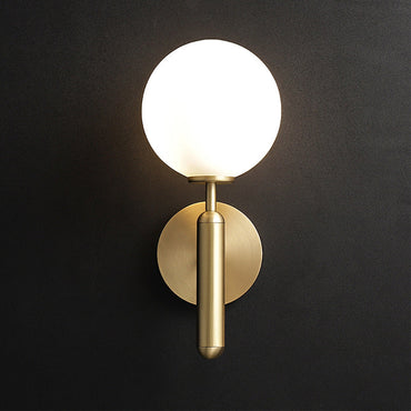 Éloïse Milky Glass Ball Wall Sconce with Brass Arm