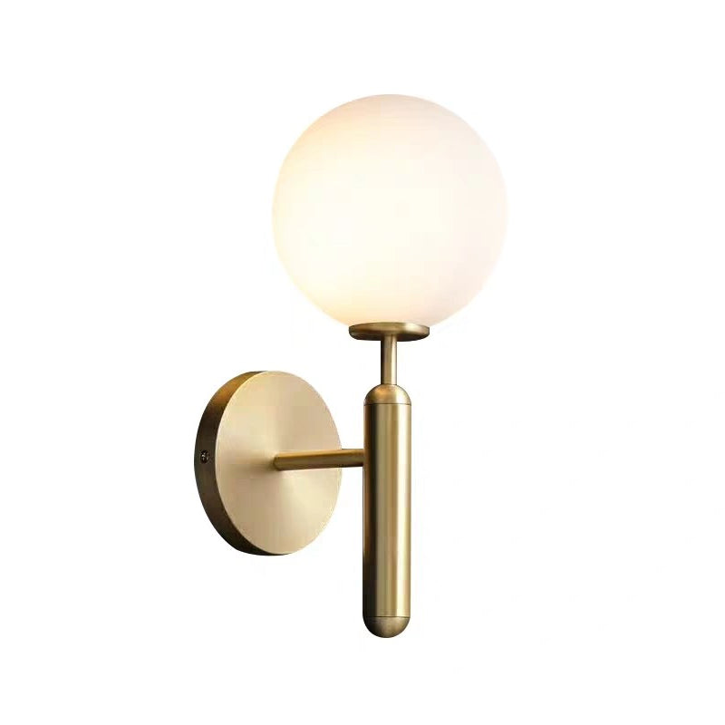 Éloïse Milky Glass Ball Wall Sconce with Brass Arm