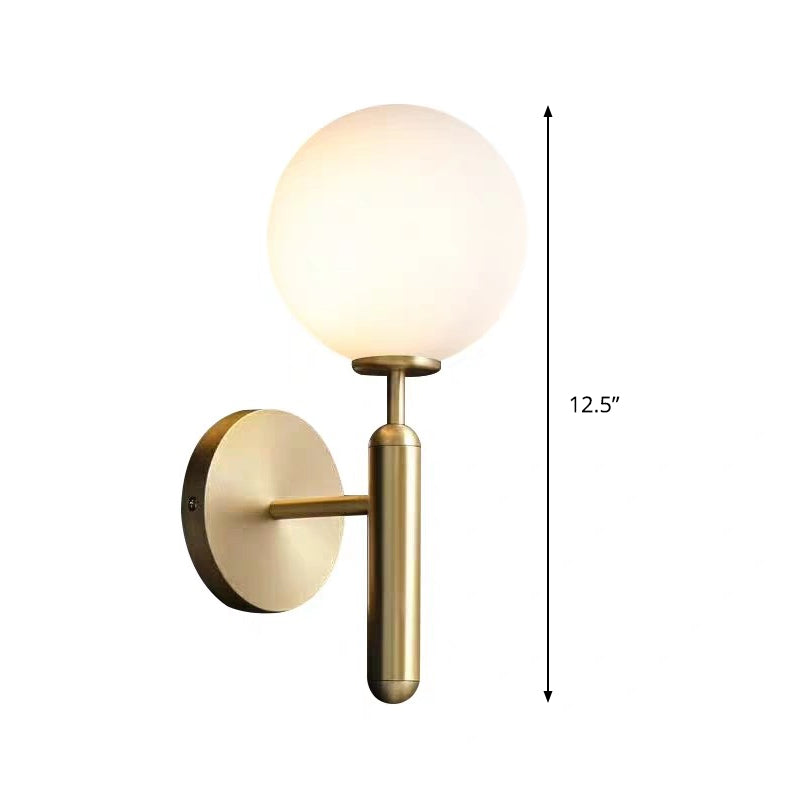Éloïse Milky Glass Ball Wall Sconce with Brass Arm