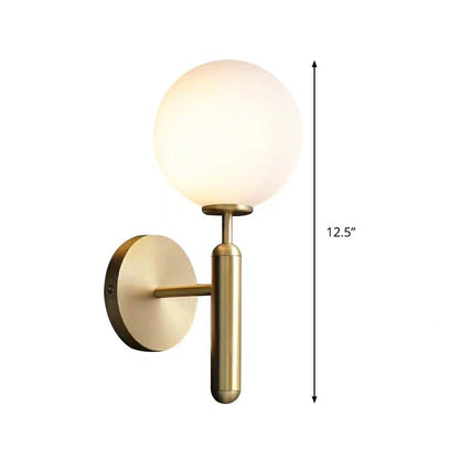 Éloïse Milky Glass Ball Wall Sconce with Brass Arm
