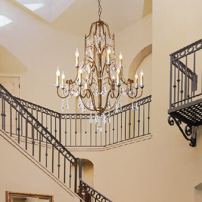 Hélène Crystal Antique Brass Chandelier