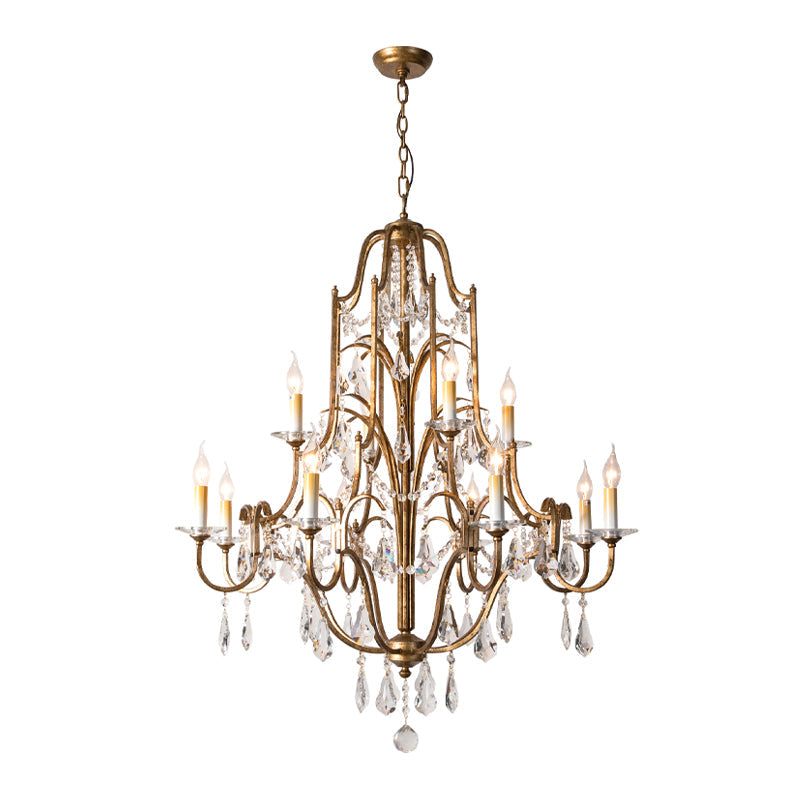 Hélène Crystal Antique Brass Chandelier
