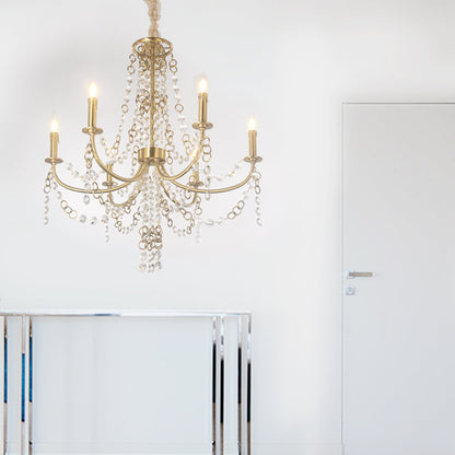 Amandine Gold Crystal Candelabra Chandelier Pendant Light