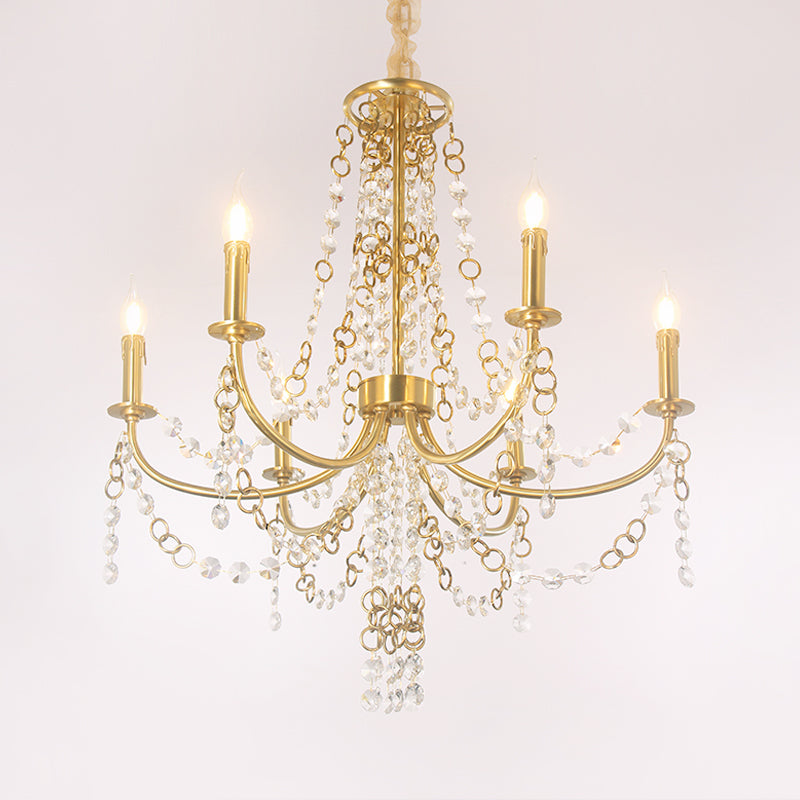 Amandine Gold Crystal Candelabra Chandelier Pendant Light