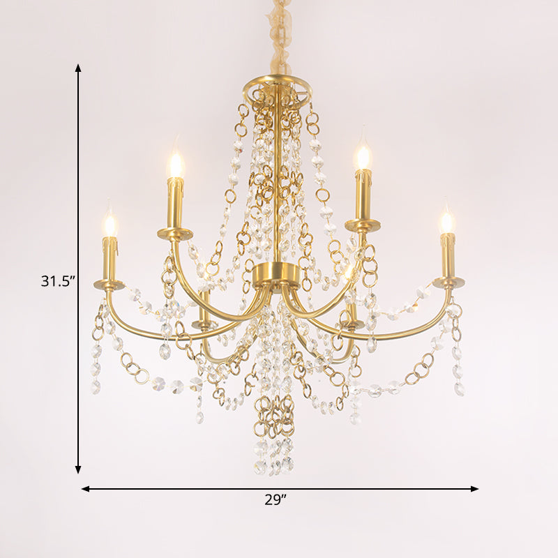 Amandine Gold Crystal Candelabra Chandelier Pendant Light