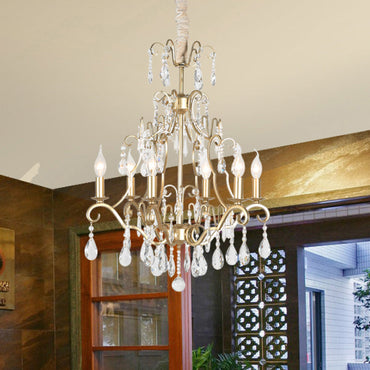 Lucienne Gold Curved Arm Crystal Chandelier Pendant Light