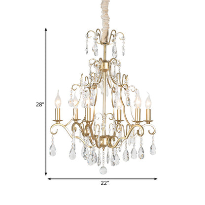 Lucienne Gold Curved Arm Crystal Chandelier Pendant Light