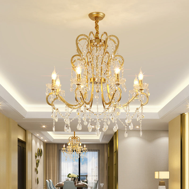 Océane Gold Crystal Candle Chandelier Pendant Light