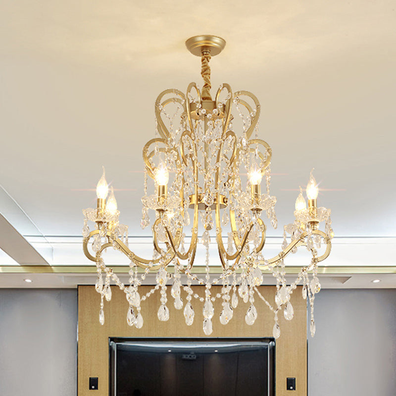 Océane Gold Crystal Candle Chandelier Pendant Light