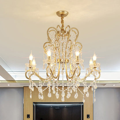Océane Gold Crystal Candle Chandelier Pendant Light