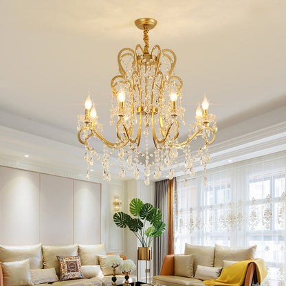 Océane Gold Crystal Candle Chandelier Pendant Light