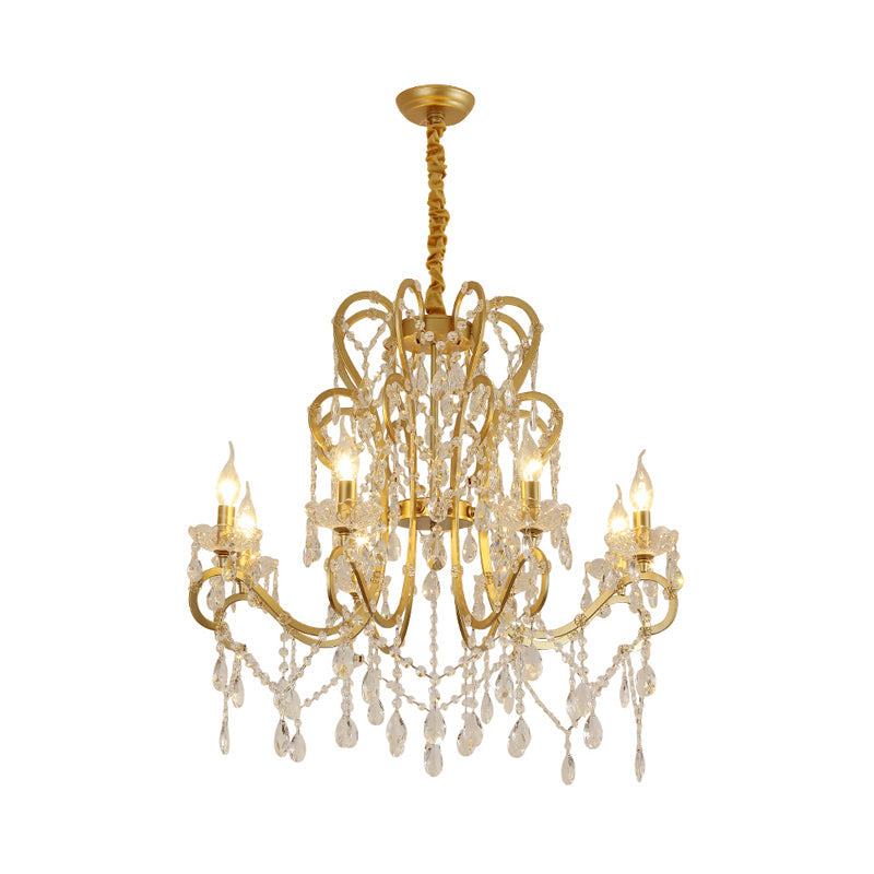 Océane Gold Crystal Candle Chandelier Pendant Light