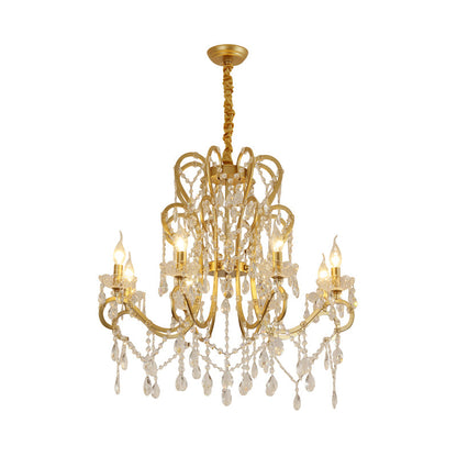 Océane Gold Crystal Candle Chandelier Pendant Light