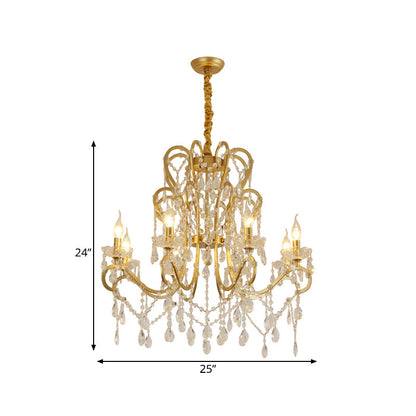 Océane Gold Crystal Candle Chandelier Pendant Light