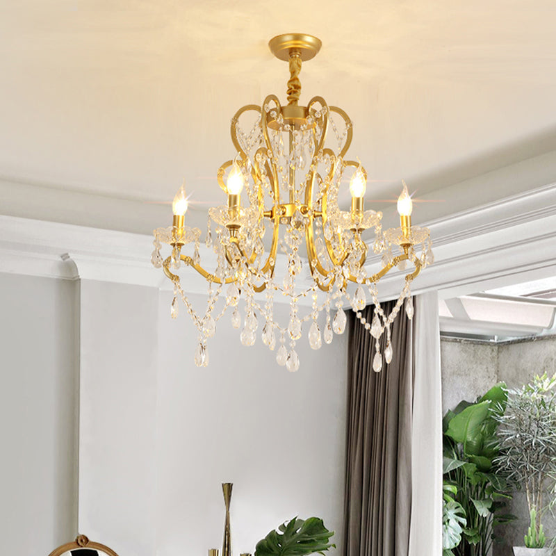 Océane Gold Crystal Candle Chandelier Pendant Light