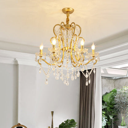 Océane Gold Crystal Candle Chandelier Pendant Light