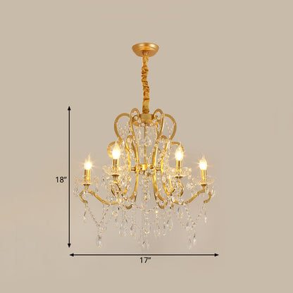 Océane Gold Crystal Candle Chandelier Pendant Light