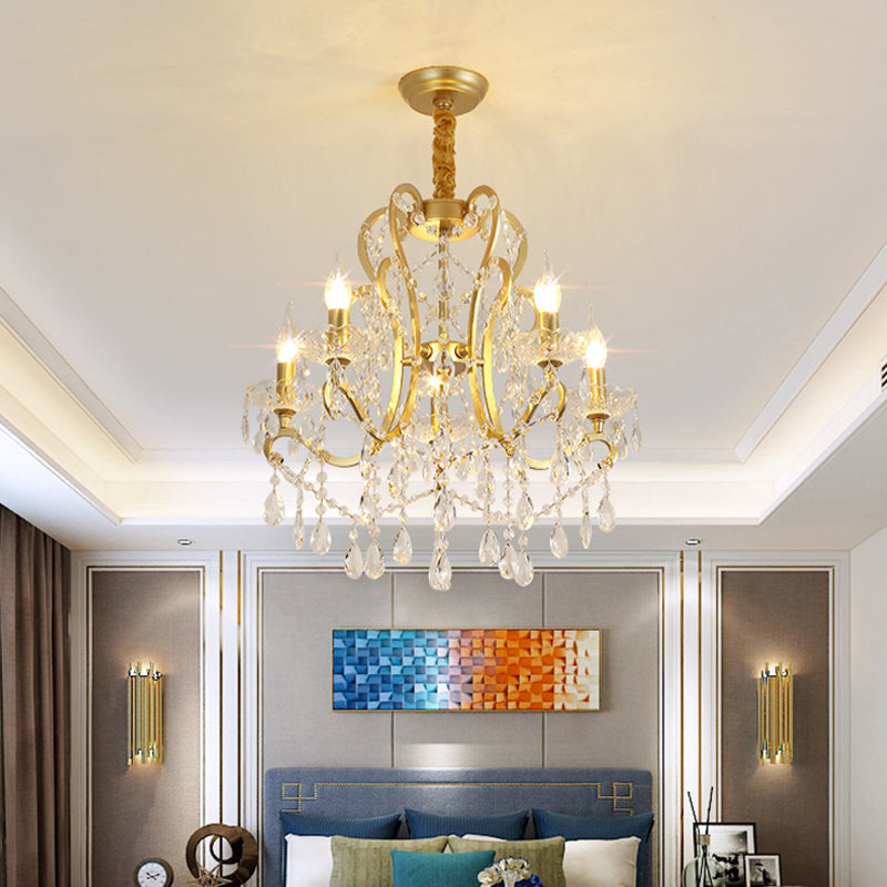 Océane Gold Crystal Candle Chandelier Pendant Light