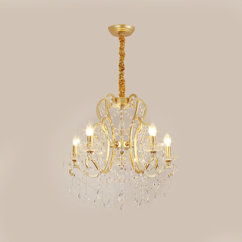Océane Gold Crystal Candle Chandelier Pendant Light