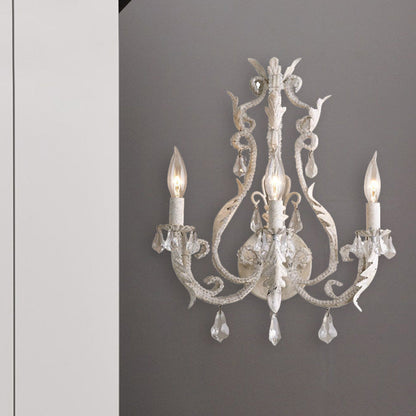 Élise Traditional Candlestick 3-Head Crystal Wall Sconce