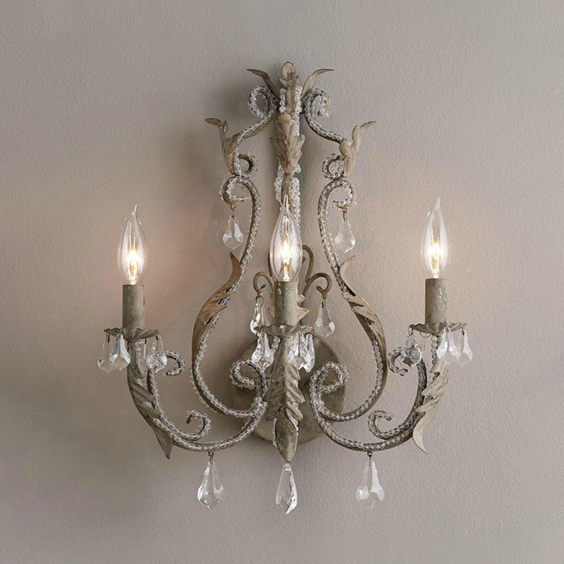 Élise Traditional Candlestick 3-Head Crystal Wall Sconce