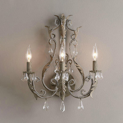 Élise Traditional Candlestick 3-Head Crystal Wall Sconce