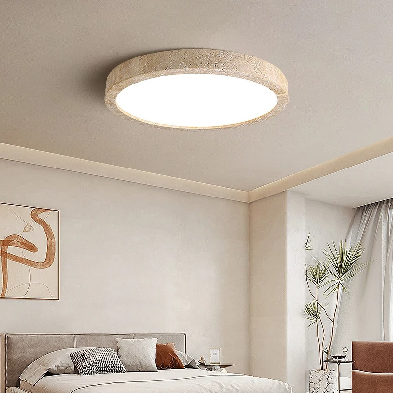 Juliette Ellipse Travertine Stone Ceiling Light