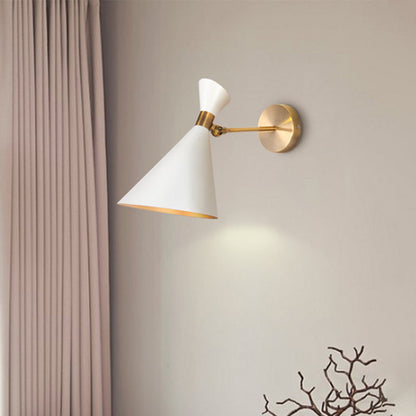 Sophie Modern Flared Wall Sconce – Black/White Metal, 5 to 9 Inch