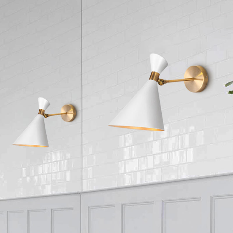 Sophie Modern Flared Wall Sconce – Black/White Metal, 5 to 9 Inch