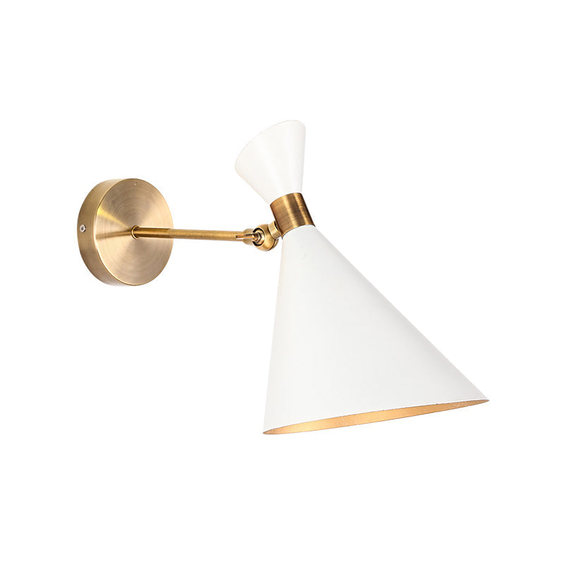 Sophie Modern Flared Wall Sconce – Black/White Metal, 5 to 9 Inch