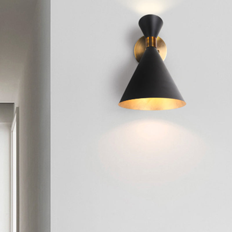Sophie Modern Flared Wall Sconce – Black/White Metal, 5 to 9 Inch
