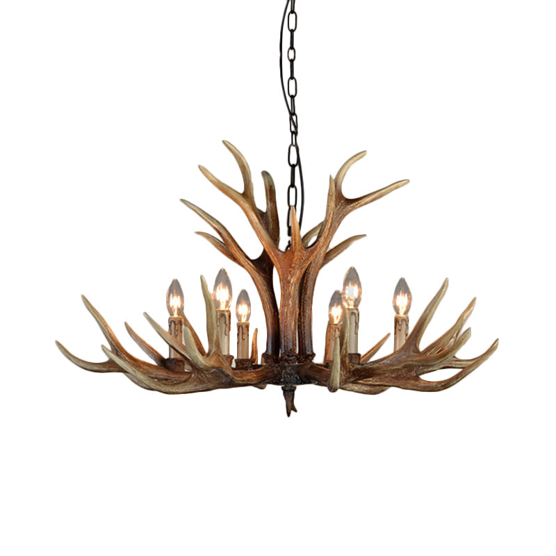 Marguerite Rustic Wood Tone Candle Chandelier Pendant Light