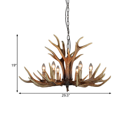 Marguerite Rustic Wood Tone Candle Chandelier Pendant Light