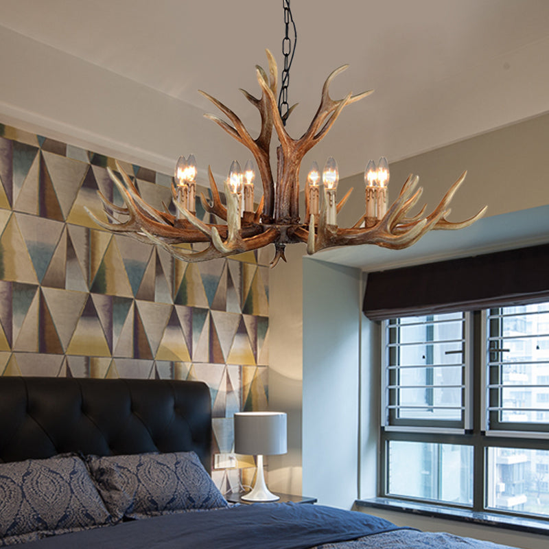 Marguerite Rustic Wood Tone Candle Chandelier Pendant Light