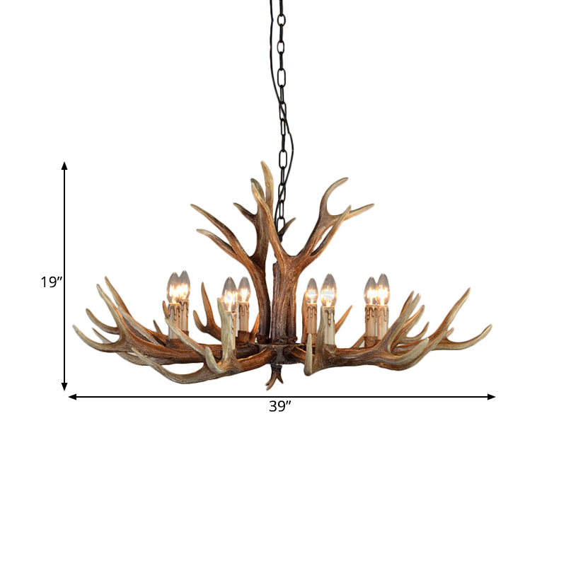 Marguerite Rustic Wood Tone Candle Chandelier Pendant Light