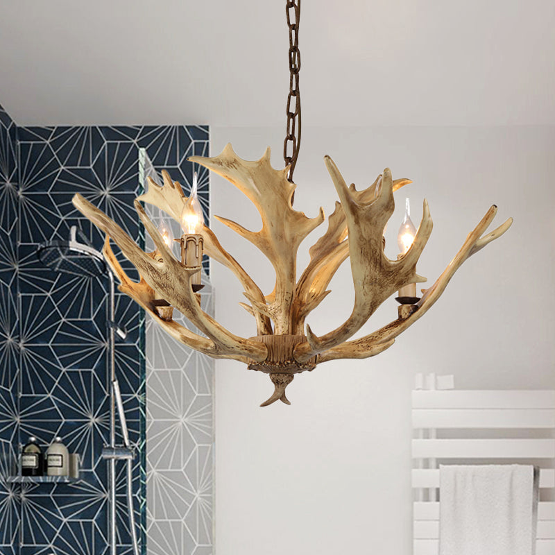 Auriane Coffee Ivory Faux Antler Candelabra Chandelier