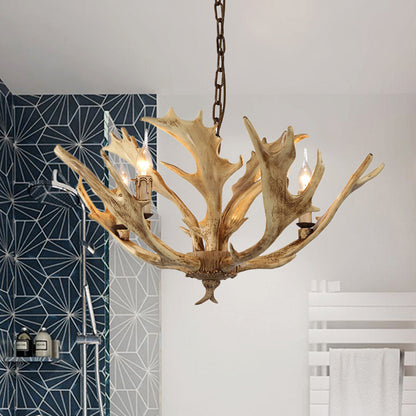Auriane Coffee Ivory Faux Antler Candelabra Chandelier