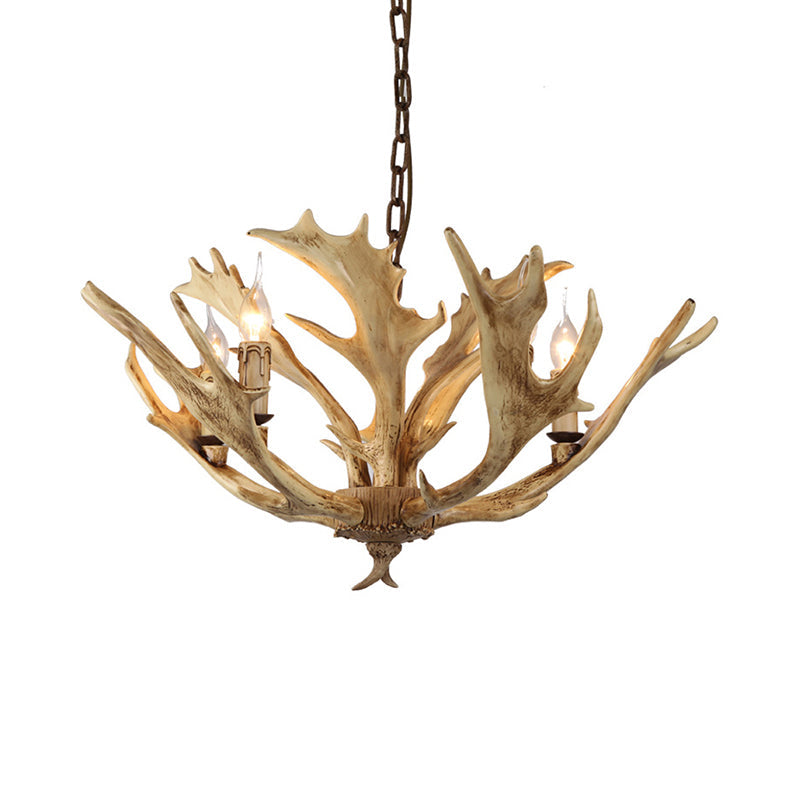 Auriane Coffee Ivory Faux Antler Candelabra Chandelier
