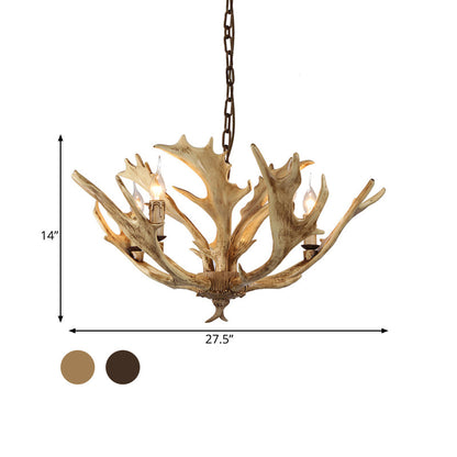 Auriane Coffee Ivory Faux Antler Candelabra Chandelier