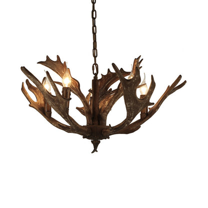 Auriane Coffee Ivory Faux Antler Candelabra Chandelier