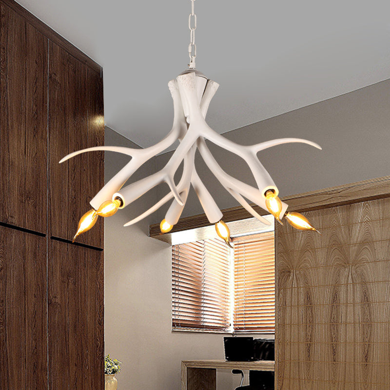 Émilie White Faux Antler Resin Chandelier Pendant Light