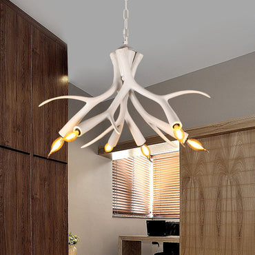 Émilie White Faux Antler Resin Chandelier Pendant Light