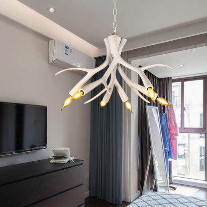 Émilie White Faux Antler Resin Chandelier Pendant Light