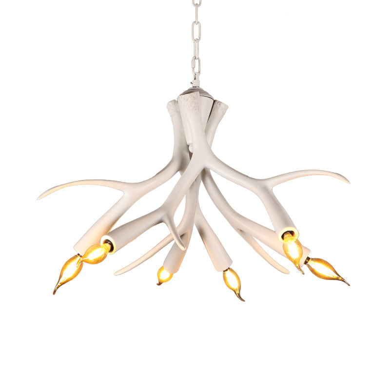 Émilie White Faux Antler Resin Chandelier Pendant Light